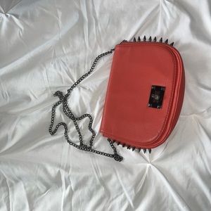 Faux leather chain crossbody